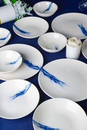Hermia Toros Juego de Cena de Porcelana 18 Piezas Blanco y Azul